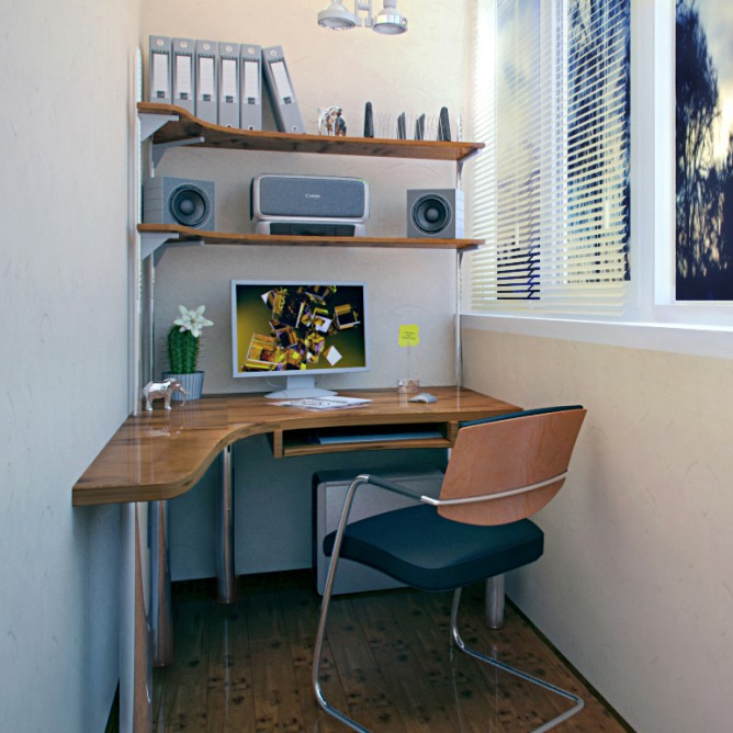 Интерьер кабинета на балконе