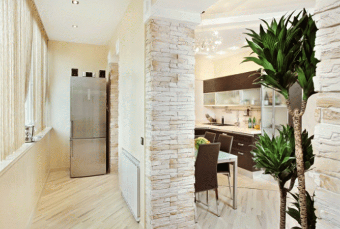 Дизайн кухни с балконом