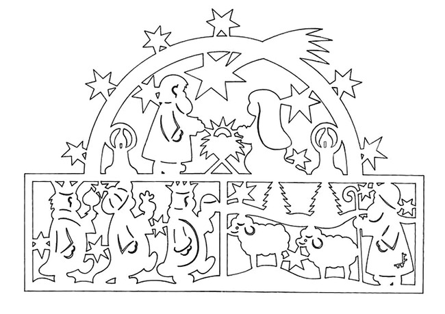 Шаблон вытынанки новогодней